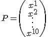 Vector columna de potencias